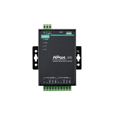 Moxa 2Prt Rs-422/485 DvcSrvr, 10/100M Eth, TerminalBlock, NPrt 5232I w/Adapter NPort 5232I w/ adapter